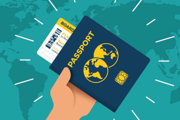 Passport and boarding pass flying information concept. Passport and boarding pass flying information concept.