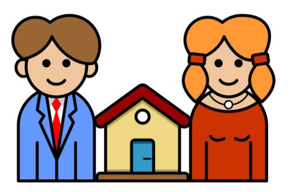 istockphoto-1480608254-612×612 Man, woman and home icon. Colorful line art cartoon style, editable vector file on transparent background.